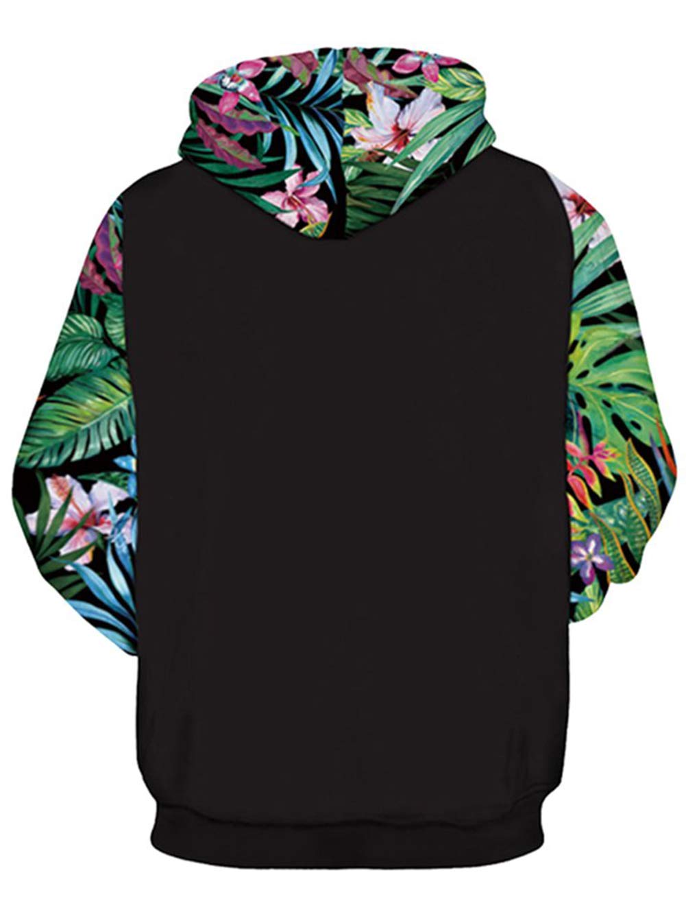 TUONROAD 3D Long Sleeve Hoodies Tshirt Tropical Number Pattern Floral Leaves Blossom Drawstring Hooded Pullover for Men Women Guys Athletic Volleyball Basketball Sweatshirts with Big Pocket