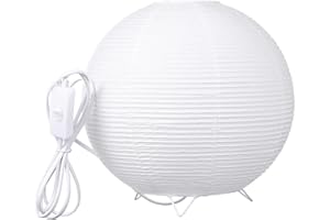 BESPORTBLE Rice Paper Table Lamp with E14 Led Bulb, 9. 8" Japanese Style Paper Lantern Lamp for Bedroom & Bedside, Minimalist