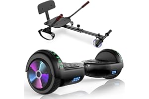 LIEAGLE Scooter With Seat Attachment, 6.5" Scooters Go Kart Combo With Colorful LED Lights & Bluetooth, For Kids Boys Girls Adults All Ages