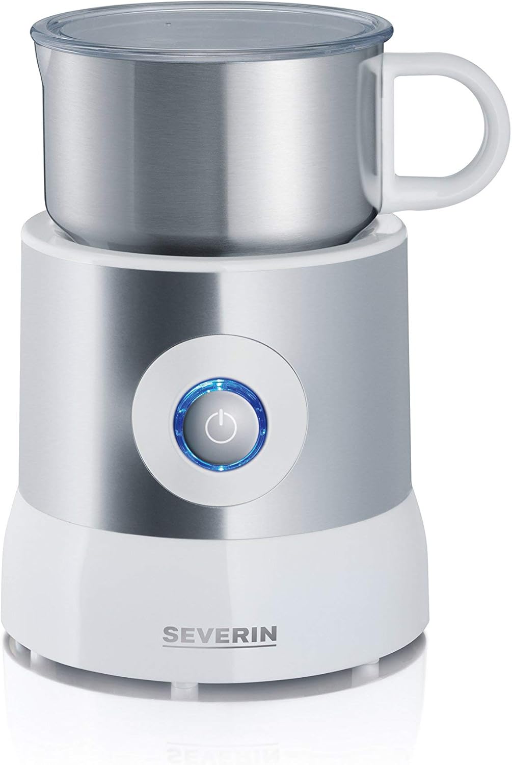 Amazon.de: SEVERIN SM 9684 Milchaufschäumer (Erwärmen (Bis zu 500 ml) Aufschäumen (Bis zu 260 ml) Induktion) silber /weiß - Severin Milchaufschäumer