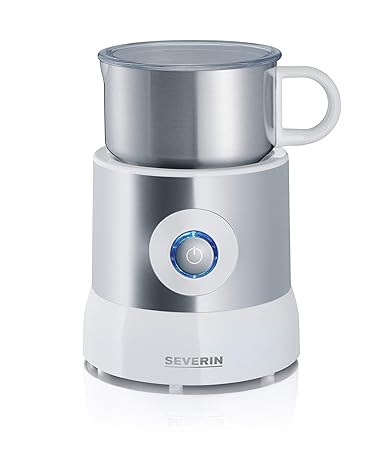SEVERIN SM 9684 Milchaufschäumer (Erwärmen (bis zu 500 ml), Aufschäumen (bis zu 260 ml), Induktion) silber/weiß
