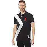 U.S. Polo Assn. Slim Fit Sash Color-Block Short Sleeve Knit Polo Shirt Black LG
