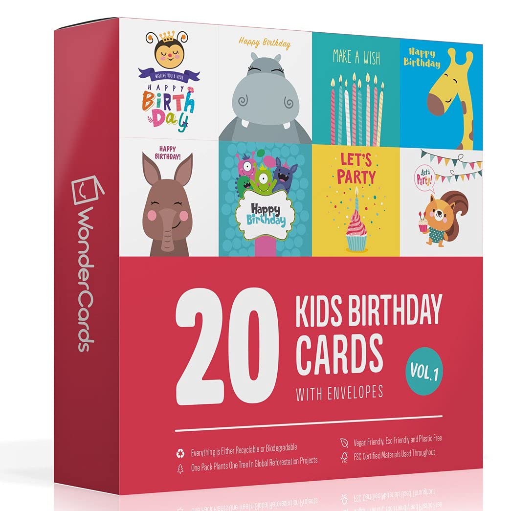 20 x Childrens Birthday Cards Multi-pack | Large Mix Suitable for Kids, Boys and Girls, With Envelopes Assorted