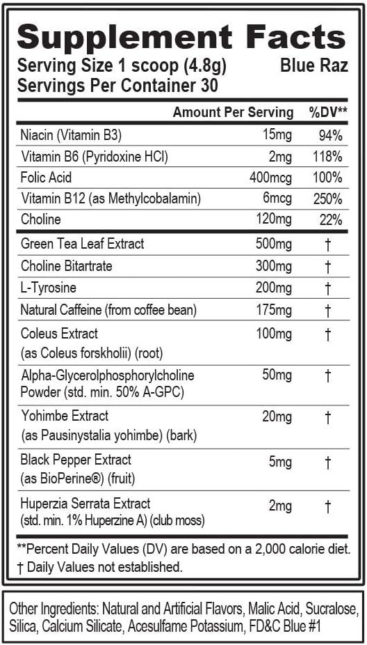 Evlution Nutrition Trans4orm Thermogenic Energizing Fat Burner Supplement, Increase Weight Loss, Energy and Intense Focus, 30 Servings (Blue Raz): Health & Personal Care