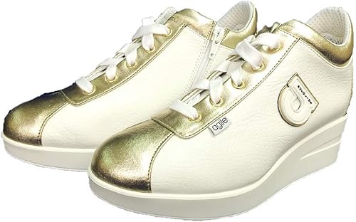 Amazon アージレ バイ ルコライン 正規輸入代理店 046 10 レディース スニーカー合皮 サイドファスナー付 ホワイト 白 スニーカー