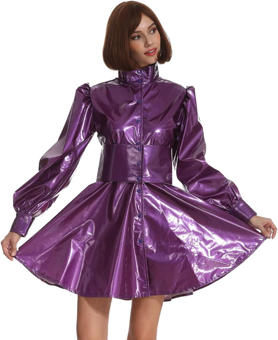 purple pvc dress