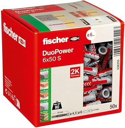 fischer DuoPower 6 x 50 S Plug with Screws – Intelligent 2-Component