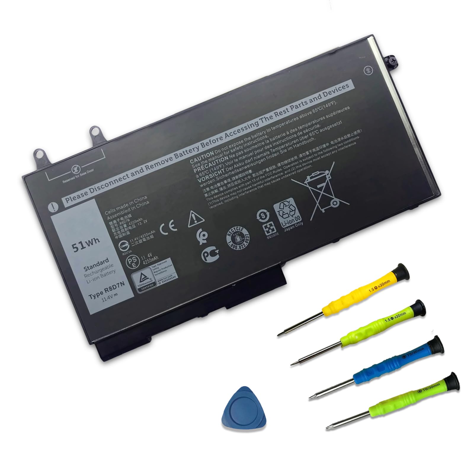 View 1 of SUNNEAR 3-Cell 51Wh R8D7N Laptop Battery Replacement for Dell Inspiron 7590/7591/7791 2-in-1 Latitude 5400 5500 Precision 3540 3550 Series 1V1XF 4GVMP W8GMW 0R8D7N H82T6 0C5GV2 0W8GMW