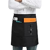 Xeoxarel Unisex Bistro Half Aprons with 4 Pockets, Waiter Waist Server Apron for Women and Man 27''X18''