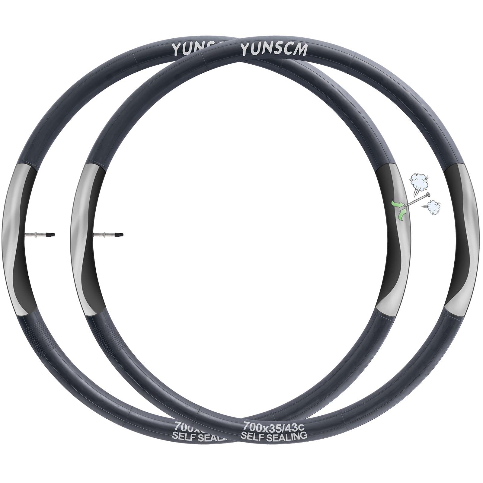 Photo 1 of 2-PCS 700C Self-Sealing Bike Tubes 700x35C 700x38C 700x40C 700x42C RFV48mm Automatic Repair, Puncture Resistant Compatible with 700x35C/36C/38C/40C/42C/43C Heavy Duty Bicycle Tire Tubes Presta Valve