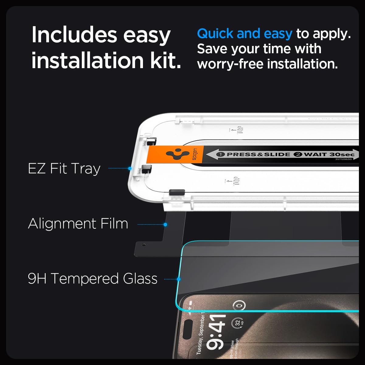 Spigen Tempered Glass Screen Protector [GlasTR EZ FIT] designed for iPhone 15 Pro Max [Case Friendly] - 2 Pack