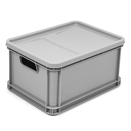 20 Liter Lagerkiste mit Deckel Euro Box Stapelbox Transportbox geschlossen Obstbox