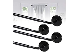 4 Pack Black Magnetic Curtain Rod Adjustable from 17 to 30 inch