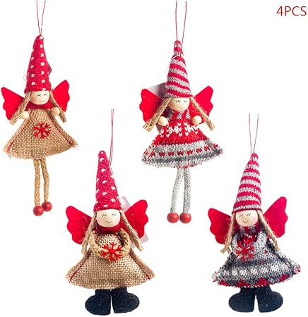 Immagini Di Angioletti Di Natale.Zkm111 Set Di 4 Angioletti Natalizi Per Bambine Albero Di Natale Ornamento Da Appendere Per Casa Festival Feste Per Bambini Amazon It Casa E Cucina