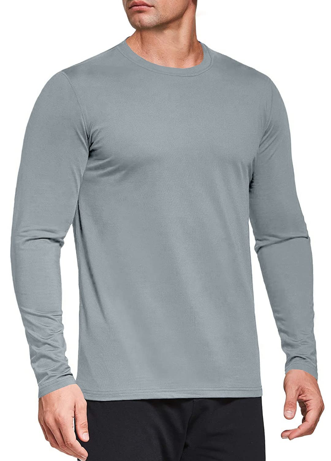 Herren 3er Pack Langarmshirt T-Shirts, UPF 50+ UV Schnelltrocknend Funktionsshirt Laufshirts, Atmungsaktiv Langarm Sportshirt Gym Outdoor Workout Fitness Oberteil Black/White/Grey-3P01-L 3