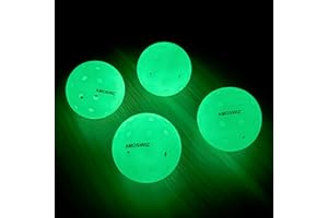 Amoswiz Pickleball Balls, 6 Pack Outdoor Glow in The Dark Pickleballs with Mesh Bag, Luminous Gifts, Light Up Green, High Visibility & Durable for Training