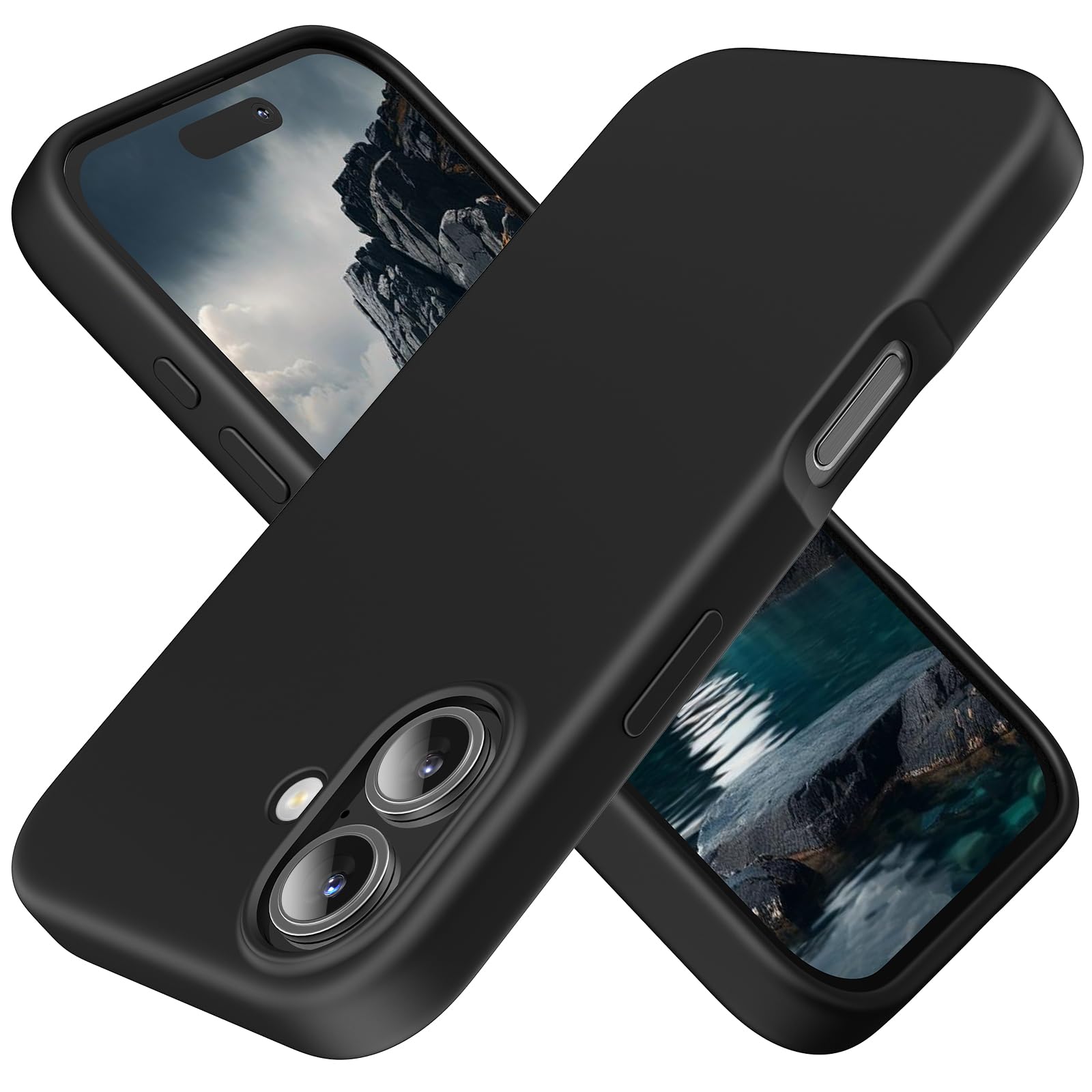 TAXXOE Silicone Case Compatible with iPhone 16 Case Soft Ultra Slim Protective Shockproof Liquid Silicone Phone Case,Anti-Scratch Microfiber Lining, 6.1" Black