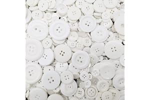 Qovydx 1600Pcs White Buttons for Crafts Assorted Sizes Button White in Bulk White Craft Buttons Assortment Christmas Buttons