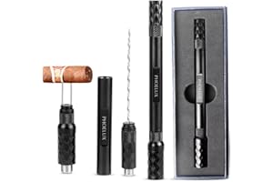 Phoelux Cigar Punch Multitool 4-in-1 Cigar Draw Enhancer Tool, Twin Needle, Retractable and Screw Out Cigar Double End Punch-2 Size Blades Cigar Hole Opener with Gift Box (Black)