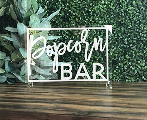 Popcorn Bar Sign, Acrylic || popcorn movie theme kids birthday party sign sweets table wedding