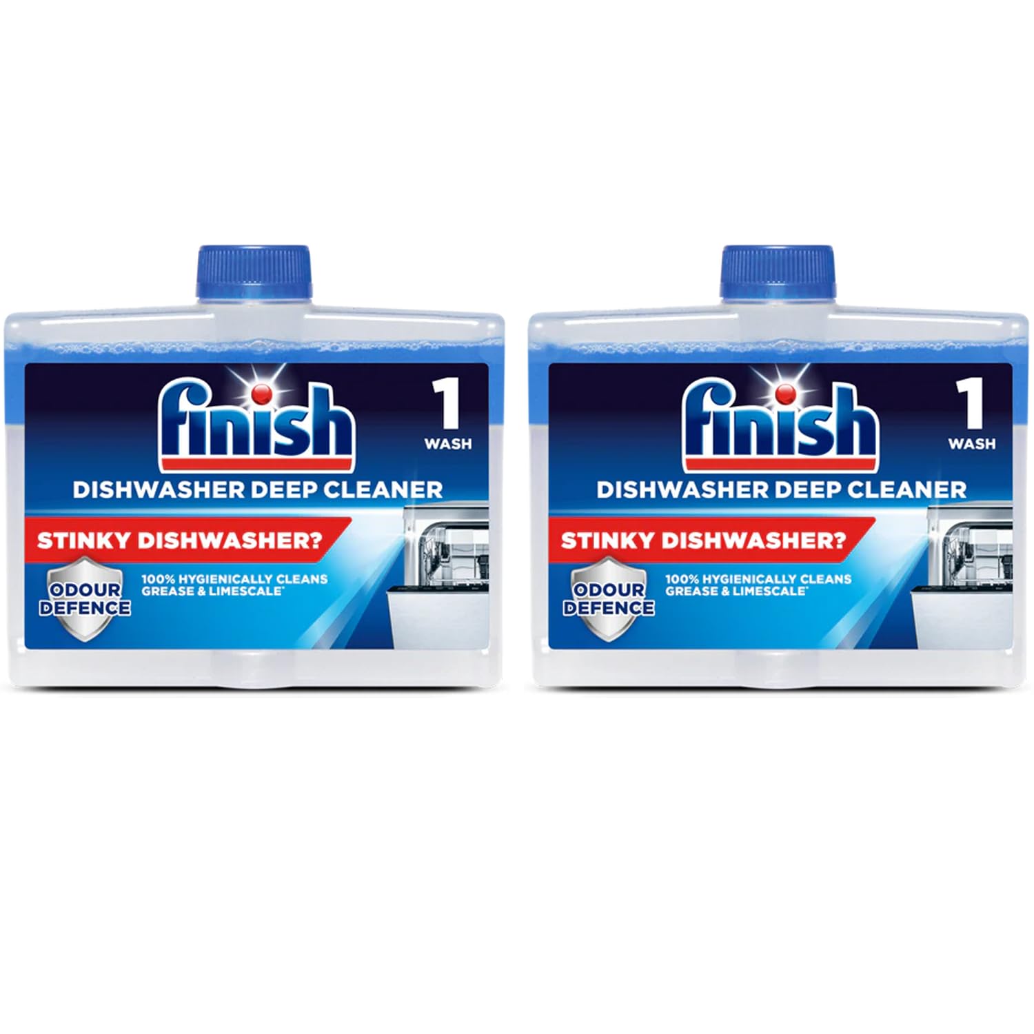 Finish, Dishwasher Cleaner, Fresh Scent, 500ml (250ml x 2 pck), Removes Grease and Limescale, Fights Odour for a Cleaner Hygienic Dishwasher Machine