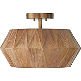 Capital Lighting 251011LW Nadeau Modern Artisan Art-Inspired Handcrafted Mango Wood Convertible Semi Flush/Pendant Ceiling Li