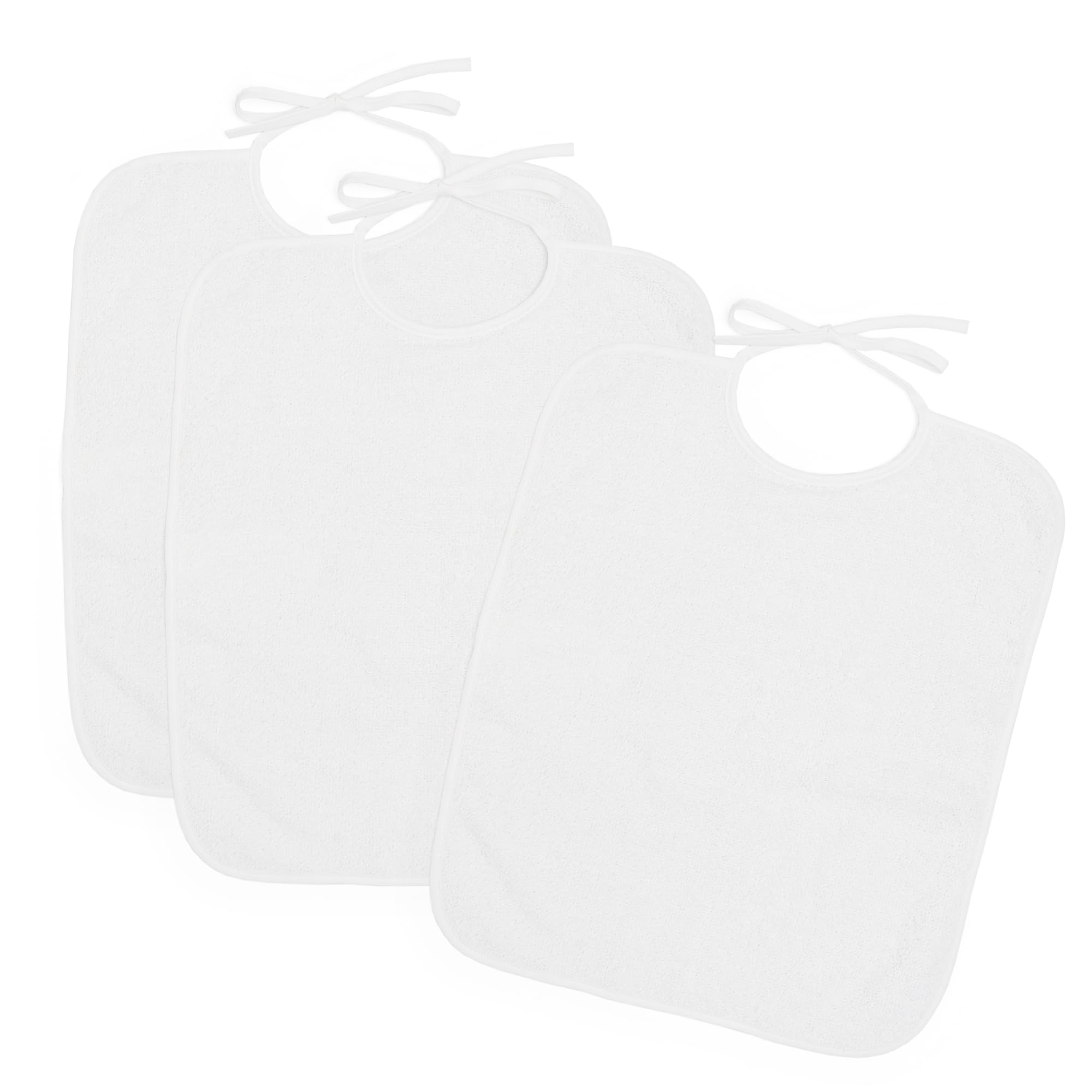 Ti TIN Pack of 3 Baby Bibs, 32 x 36 cm, Cotton Bibs for Babies from 1 Year, Closure with Tie Closure, Colour: White, White, 33x36 cm (Lot de 3)