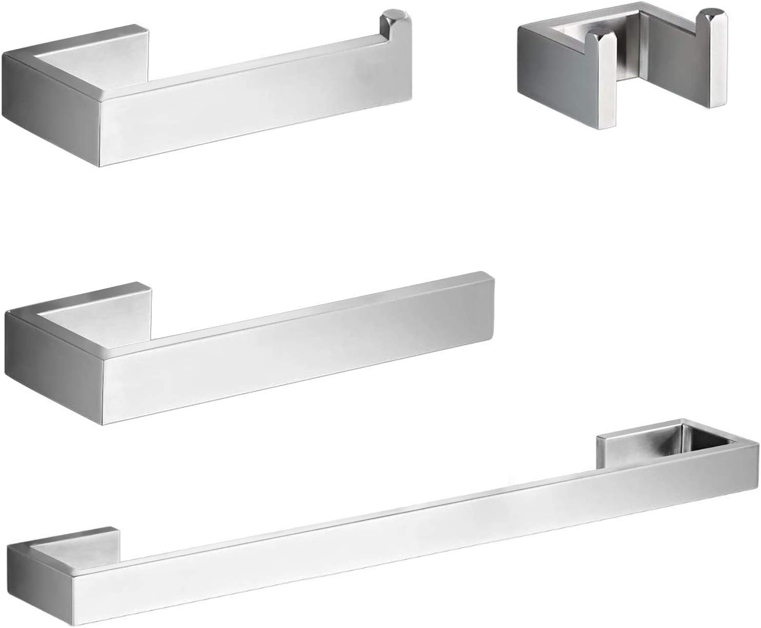 4-Pieces Bathroom Accessories Set Stainless Steel Towel Bar Set Includes 24" Bath Towel Bar & Hand Towel Rack & Toilet Paper Holder & Robe Towel Hooks (Matte Black, 24 inches): Home & Kitchen