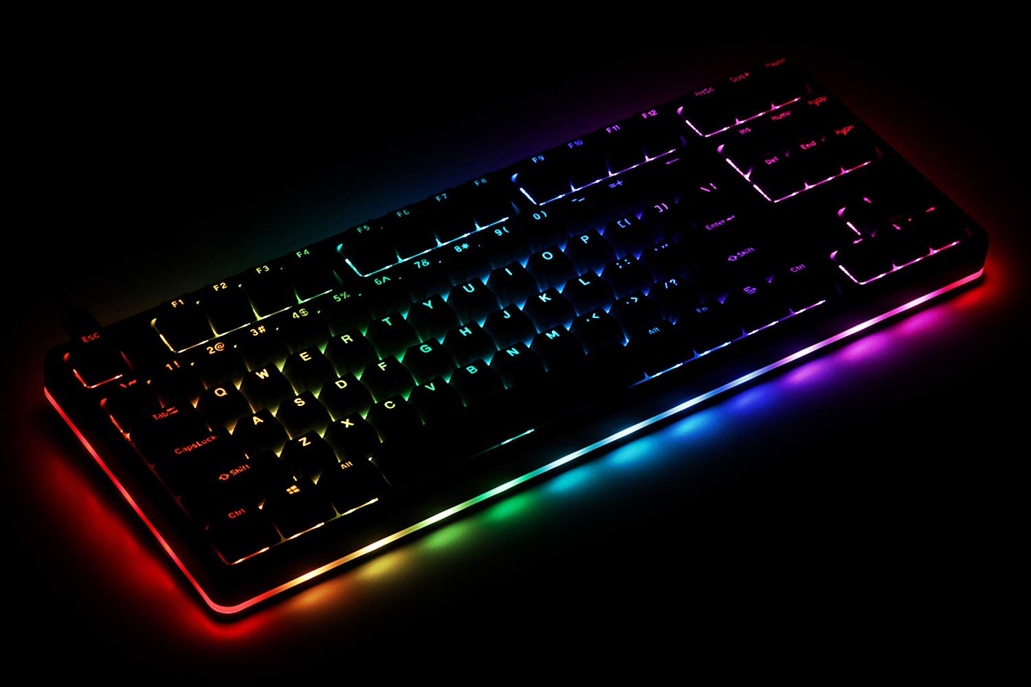 DROP CTRL High-Profile Mechanical Keyboard — Tenkeyless TKL (87 Key) Gaming Keyboard, Hot-Swap Switches, Programmable, Backlit RGB LED, USB-C, Doubleshot PBT, Aluminum (Black, Halo Clear)
