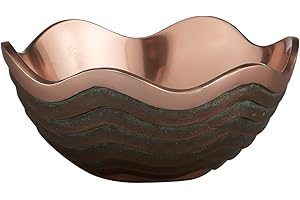 NAMBE Nambé Copper Canyon Bowl – 6 Inch Decorative Accent with Copper & Verdigris Scalloped Design, 16 oz Sculptural Metal Centerpiece for Table Décor, Home Entertaining & Serving
