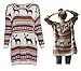Orilife Women's Spring Oversized Baggy Reindeer Pullover Sweaters Khaki