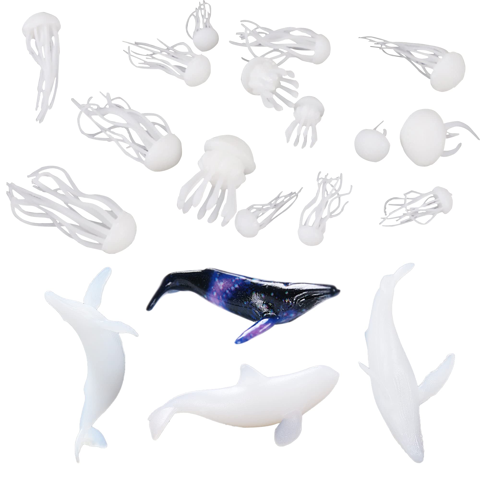 Woohome 20 PCS 3D Mini Jellyfish Mini Whale Resin Mould Filler Resin Casting Moulds Fillers, 3D Resin Filler Art Craft Supplies Epoxy Moulds for Jewelry Making Supplies, Art Resin Crafts DIY