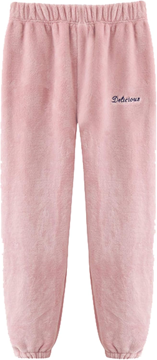 Women Fleece Bottoms Lounge Pajama Pants Teddy Fleece Sleepwear
