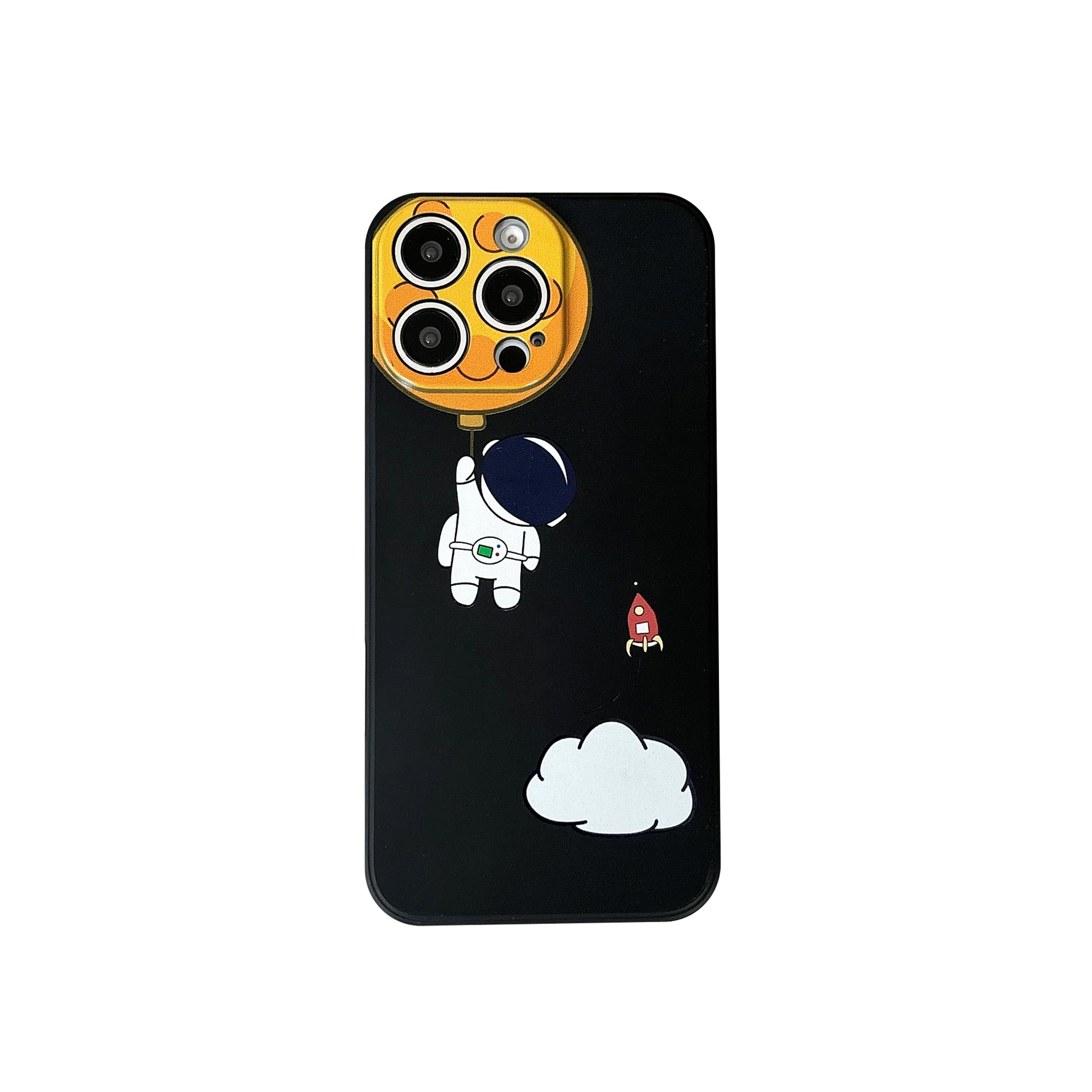 Yonds Queen for iPhone 15 Pro Cute Case, Cartoon Astronaut Space Moon Planet Design Stylish Bumper Cover TPU Rubber Protective Shockproof Fashion Case(Black Moon, iPhone 15 Pro) — image 1