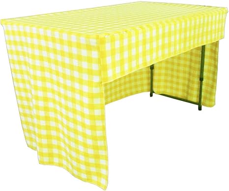 Amazon Co Jp La Linen Tccheckk Ob Fit 48x24x30 Lghtyellowk99 オープンバック フィットチェック 教室 テーブルクロス44 ホワイト ライトイエロー 48 X 24 X 30インチ ホーム キッチン