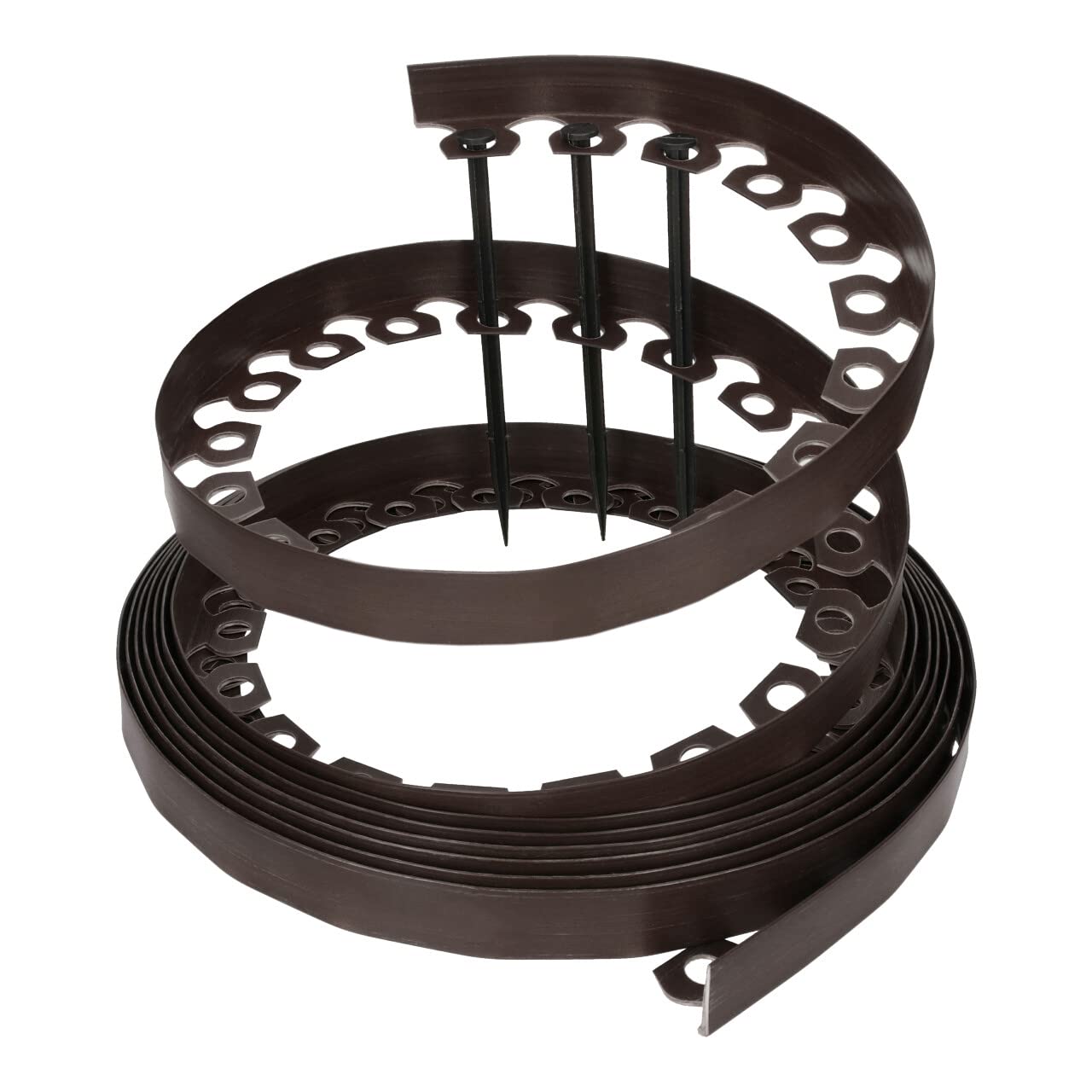 GARDENIX Lawn Edging 4cm high - 33ft long Brown Flexible Garden Edging Border with Easy Dig Installation & Reinforced Plastic Pegs, Ideal for Flowerbeds, Lawn, Grass, Pavement - Easy to Cut