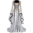 Womens Renaissance Costumes Princess Dress Trumpet Sleeve Lace up Corset Waist Floor Length Victorian Vintage Dresses