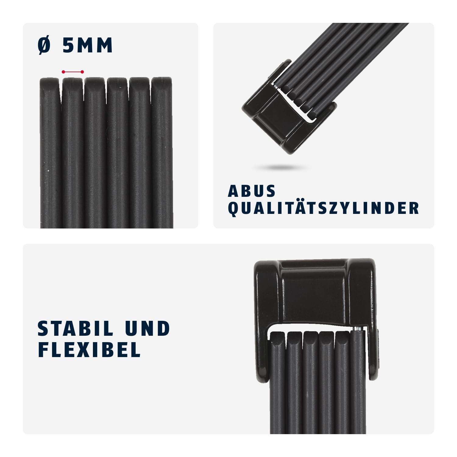 ABUS Faltschloss Bordo Classic 5900/90 ST mit Schlosstasche - Fahrradschloss aus gehärtetem Stahl - ABUS-Sicherheitslevel 8 5