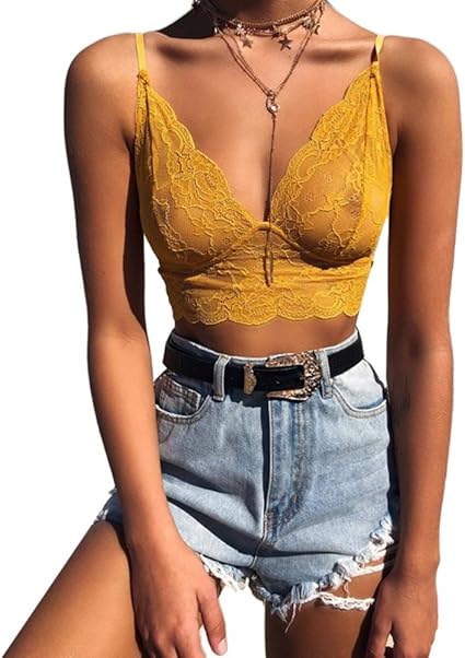 yellow lace bralette top