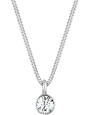 Elli Damen Halskette mit Basic Solitär Anhänger Swarovski Kristalle in 925 Sterling Silber 45 cm lang