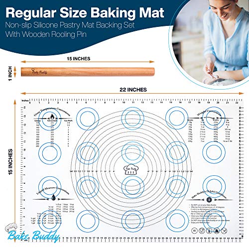 Bake Buddy Silicone Pastry Mat Baking Set, Large Size Dough Rolling Mat
