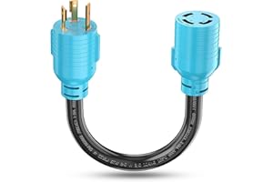 CircleCord NEMA L5-30P to L14-30R Adapter Cord, 4 to 3 Prong Generator Transfer Switch Adapter, 30 Amp Generator Twist Lock 3 to 4 Prong House Inlet Box, STW 10 AWG Blue