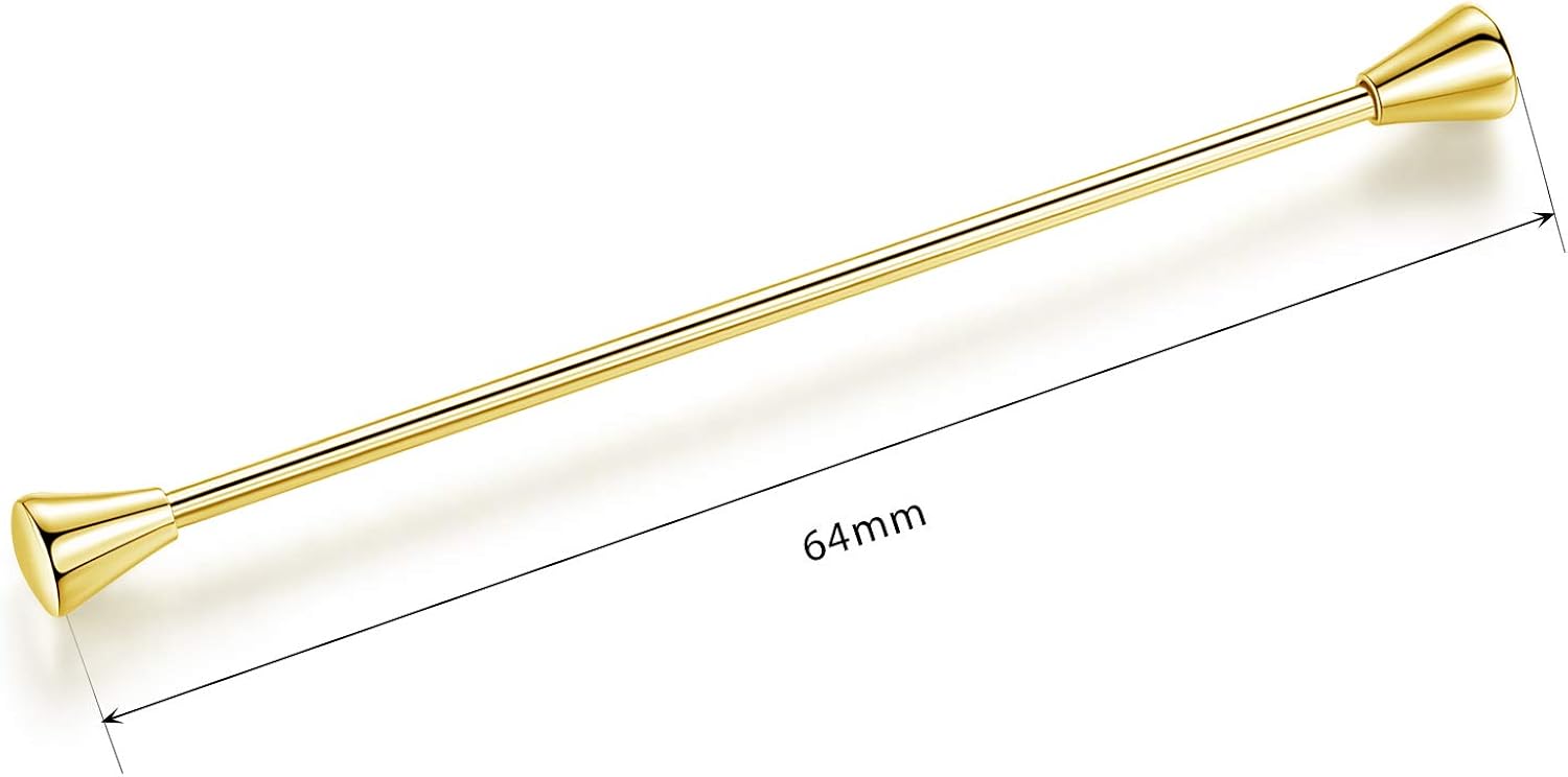 HONEY BEAR 2.52" Tie Collar Bar Pins Brooches for Mens Shirts Business Wedding Gift,64mm, Triangular End Gold - Image 4