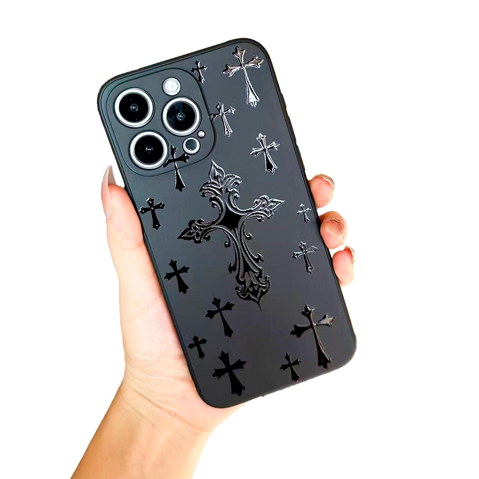 JIASTGO Fashion Cross Case for iPhone 14 Pro Max,Slim Fit Soft TPU Shockproof Protective Cool Christian Jesus Design Cover for Women Girls Men Teens(Big Cross-14PM)