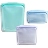 Stasher Silicone Reusable Storage Bags, 3-Pack, Reusable Freezer Bags, Microwave, Dishwasher, Oven Safe, Sous Vide, Premium Lunch Containers, Eco Friendly, Food Storage Bags, Snack Bags, Multicolor
