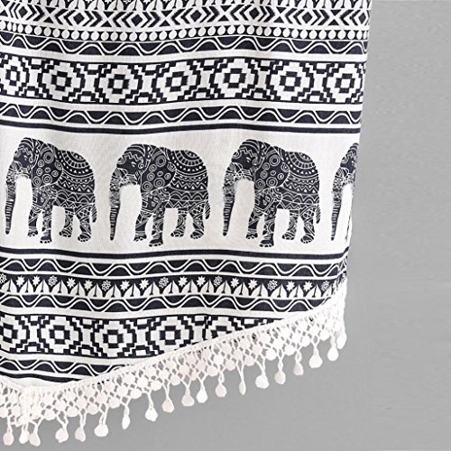 Kollmert Women Vintage Elephant Print Tassel Hem Blouse Tops Tank Cami T Shirt Vest (M, Black) - Thumbnail 5