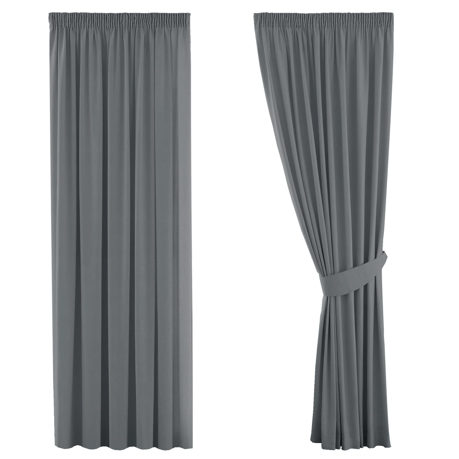 H.Versailtex Blackout Curtain, Opaque Curtain with Eyelets, 2 Pieces 245 cm x 130 cm (H x W), Set of 2, Fabric, charcoal, 2 x H137 x B167(CM)