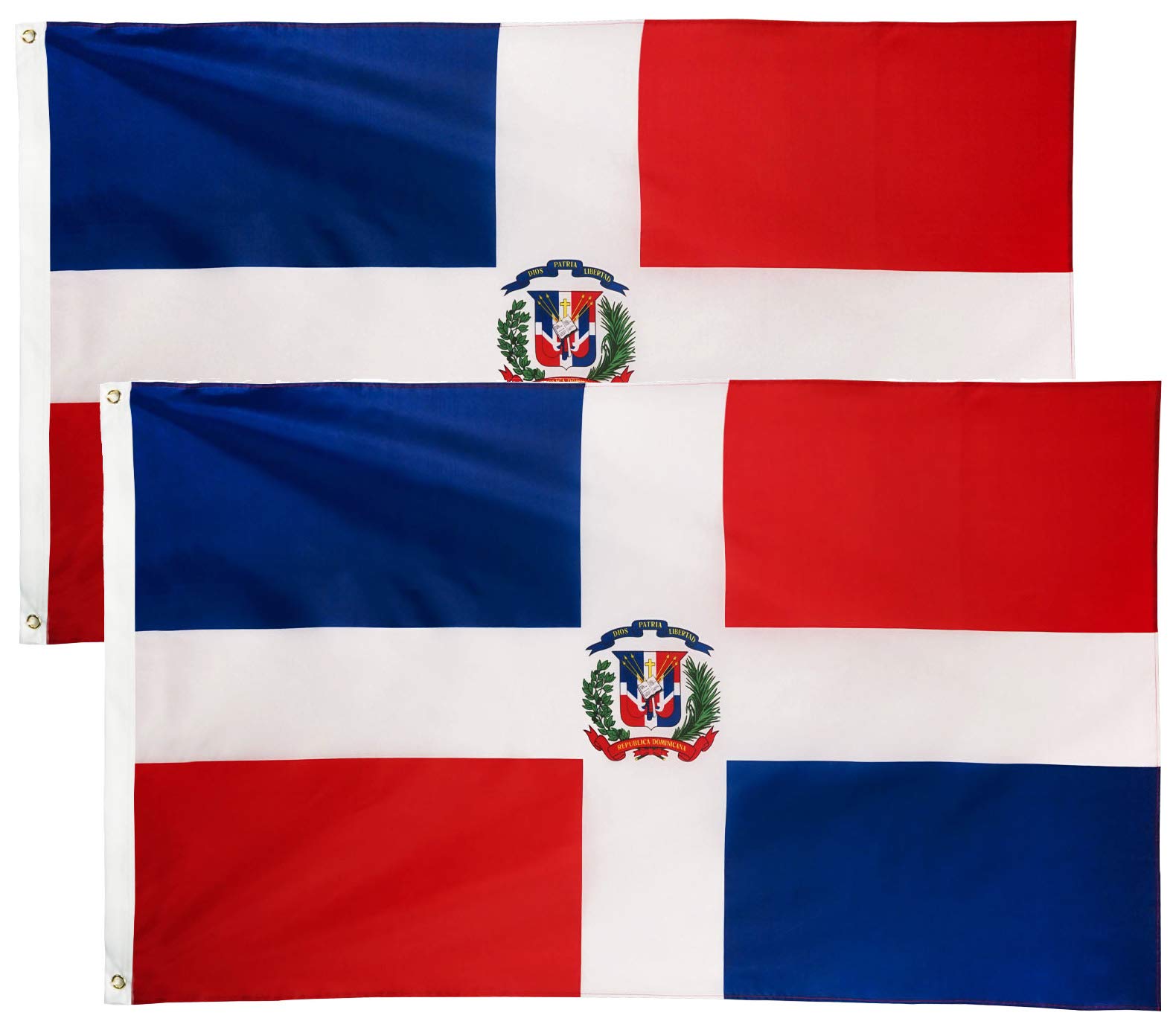 DANF 2 Pack Dominican Flag 3x5 Foot Polyester Bandera De Republica Dominicana National Flags Polyester with Brass Grommets 3 X 5 Ft
