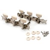 harpfeas 3-on-a-plate Guitar Tuning Pegs Chrome Plated Machine Heads Keys, Double Hole Tuners for Acoustic Classical Guitar (Chrome)