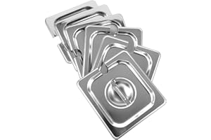 LIFKOME 6pcs 1/6 Size Stainless Steel Pan Lid Replacement Set with Handle for Restaurant Steam Table Pans,